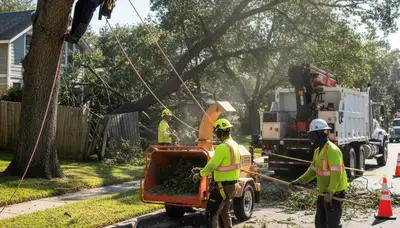 Boca Raton, FL tree service crew removing storm-damaged fallen tree for emergency cleanup