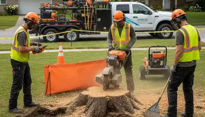 Boca Raton stump removal service clearing a tree stump for safe, usable yard space
