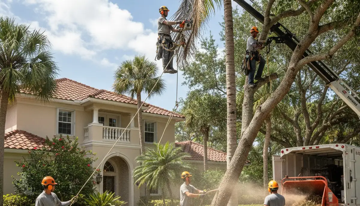 Professional tree trimming service truck in Boca Raton, FL for residential tree care