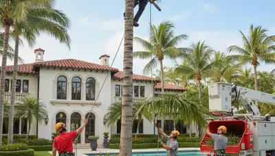 Tree service crew trimming trees in Boca Raton, FL for safe, professional property care